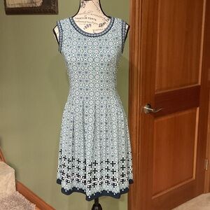 Max Studio Navy and White Geometric Mini Dress, Size XS